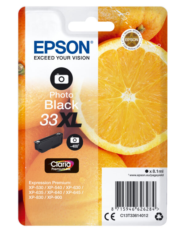 Epson Expression Home XP-530/XP630/XP635/XP830 Cartucho Negro Foto 33XL