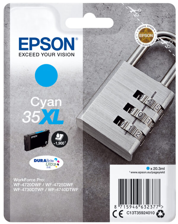 Epson Singlepack Cyan 35XL DURABrite Ultra Ink