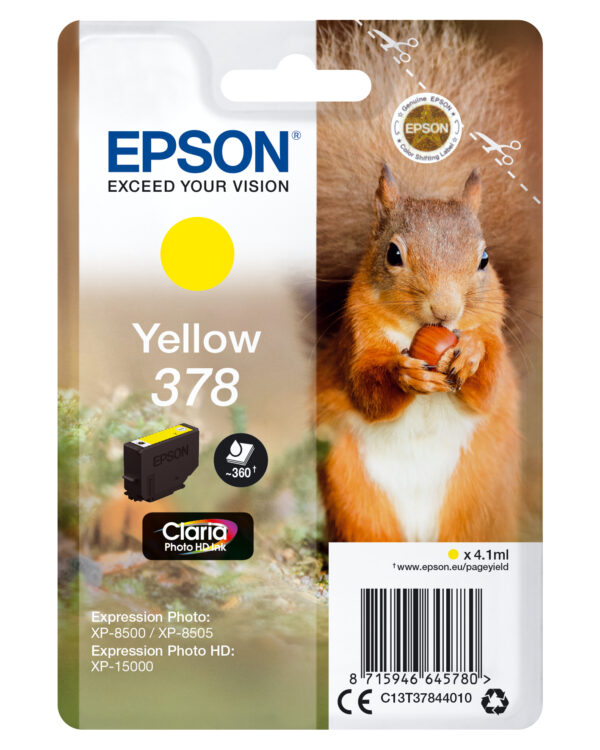 Epson Singlepack Yellow 378 Claria Photo HD Ink