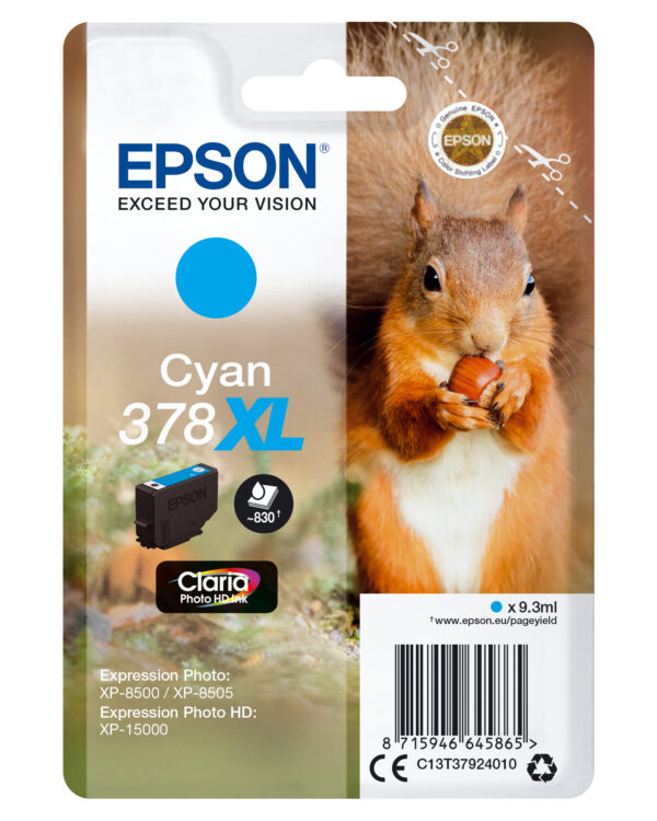 Epson Singlepack Cyan 378XL Claria Photo HD Ink con RF